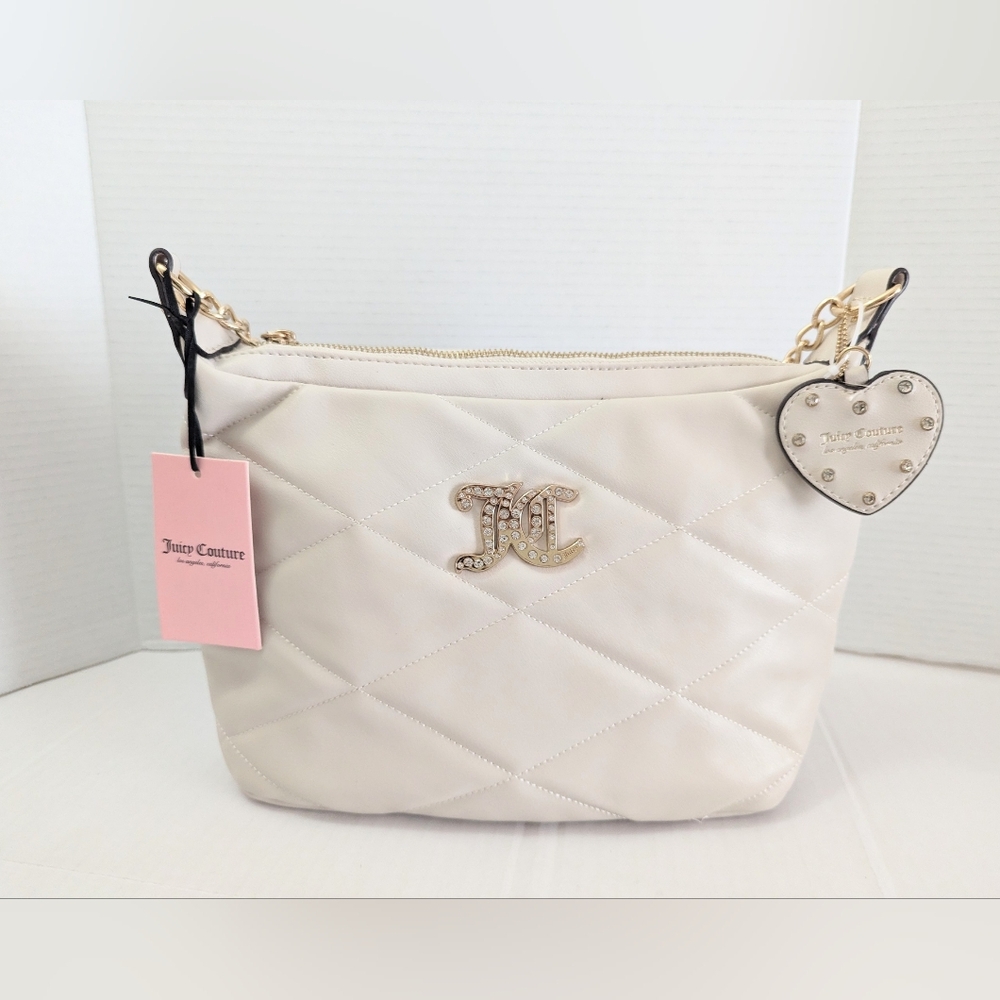 JUICY COUTURE Angel Brighter than a Diamond Hobo Cream Bag Multi Pocket Medium